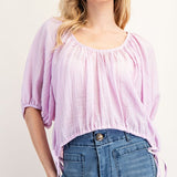 Puff Sleeve Scoop Neck - Lilac-blouse- Hometown Style HTS, women's in store and online boutique located in Ingersoll, Ontario