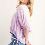 Puff Sleeve Scoop Neck - Lilac-blouse- Hometown Style HTS, women's in store and online boutique located in Ingersoll, Ontario