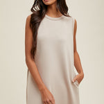 Scuba A-line Mini Tank Dress - Stone- Hometown Style HTS, women's in store and online boutique located in Ingersoll, Ontario