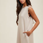 Scuba A-line Mini Tank Dress - Stone- Hometown Style HTS, women's in store and online boutique located in Ingersoll, Ontario
