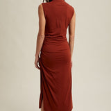 Draped Mock Neck Midi - Rust-dress- Hometown Style HTS, women's in store and online boutique located in Ingersoll, Ontario