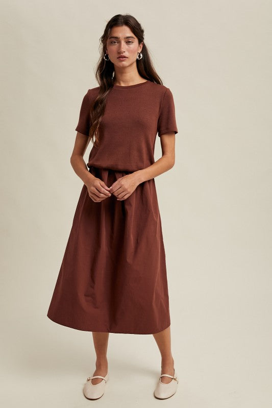 Mixed Media Sweater Midi Dress- Hometown Style HTS, women's in store and online boutique located in Ingersoll, Ontario