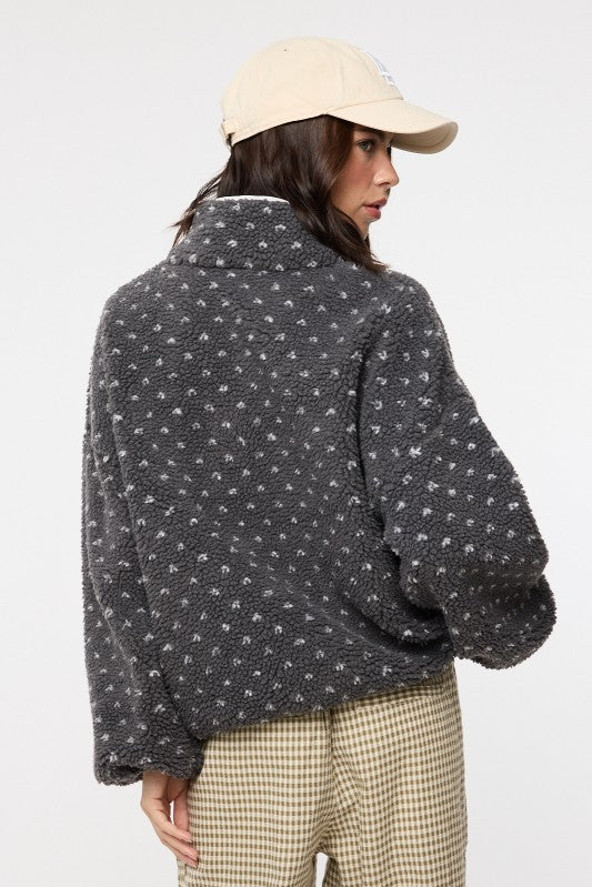Heart Sherpa Fleece Pullover Jacket-Sweater- Hometown Style HTS, women's in store and online boutique located in Ingersoll, Ontario