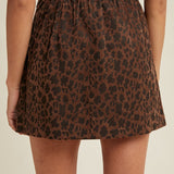 Leopard Suede Mini Skirt - Espresso-skirt- Hometown Style HTS, women's in store and online boutique located in Ingersoll, Ontario