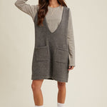 Brushed Knit Sweater Mini Dress - Charcoal-Dress- Hometown Style HTS, women's in store and online boutique located in Ingersoll, Ontario