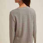Basic Striped Knit Top - Black/Ecru-long Sleeve- Hometown Style HTS, women's in store and online boutique located in Ingersoll, Ontario