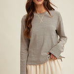 Basic Striped Knit Top - Black/Ecru-long Sleeve- Hometown Style HTS, women's in store and online boutique located in Ingersoll, Ontario