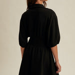 Puff Sleeve Knit Mini Dress - Black-Casual Dresses- Hometown Style HTS, women's in store and online boutique located in Ingersoll, Ontario