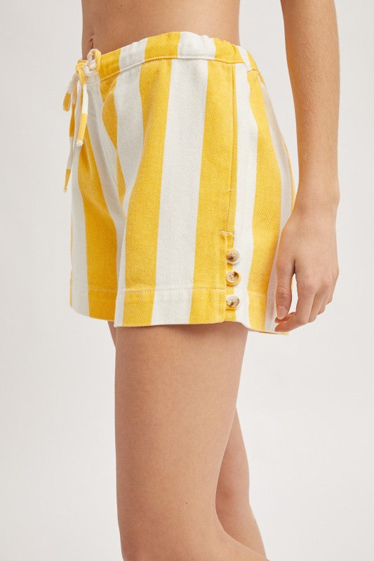 Stripe Short - Yellow-Shorts- Hometown Style HTS, women's in store and online boutique located in Ingersoll, Ontario