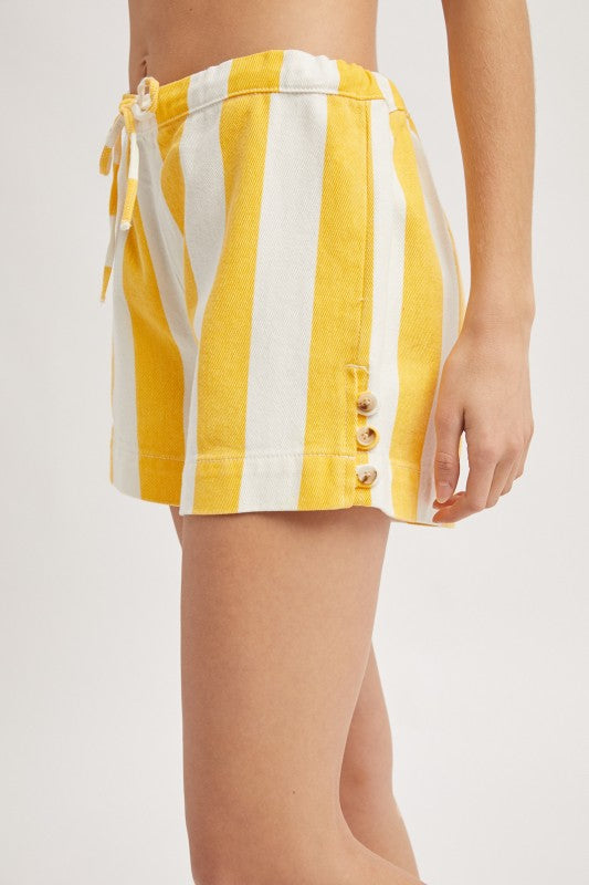 Stripe Short - Yellow-Shorts- Hometown Style HTS, women's in store and online boutique located in Ingersoll, Ontario