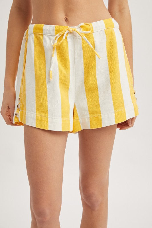 Stripe Short - Yellow-Shorts- Hometown Style HTS, women's in store and online boutique located in Ingersoll, Ontario