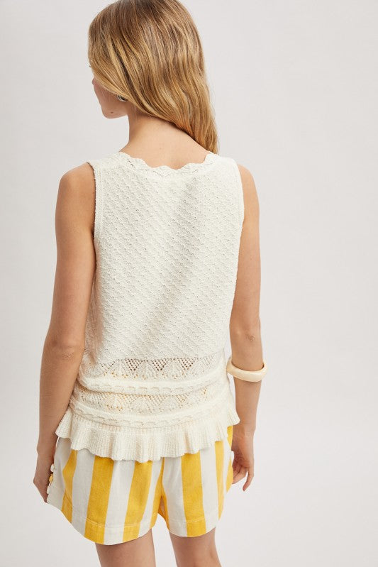 Textured Sweater Tank Top - White-Casual Tops- Hometown Style HTS, women's in store and online boutique located in Ingersoll, Ontario