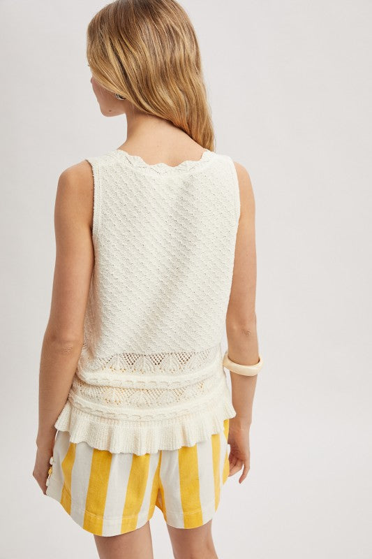 Textured Sweater Tank Top - White-Casual Tops- Hometown Style HTS, women's in store and online boutique located in Ingersoll, Ontario