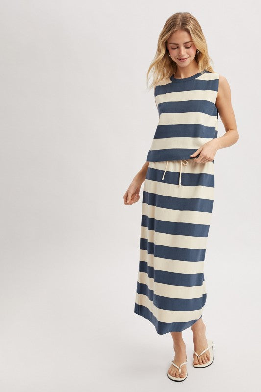 Stripe Set - Navy-Casual Dresses- Hometown Style HTS, women's in store and online boutique located in Ingersoll, Ontario