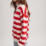 Striped Half Zip - Red-Sweater- Hometown Style HTS, women's in store and online boutique located in Ingersoll, Ontario