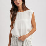 Side Tie Sleeveless Top - Off White-Casual Tops- Hometown Style HTS, women's in store and online boutique located in Ingersoll, Ontario