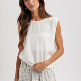 Side Tie Sleeveless Top - Off White-Casual Tops- Hometown Style HTS, women's in store and online boutique located in Ingersoll, Ontario