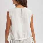Side Tie Sleeveless Top - Off White-Casual Tops- Hometown Style HTS, women's in store and online boutique located in Ingersoll, Ontario