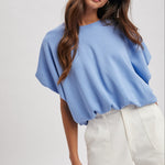 Bubble Hem Tee - Periwinkle Blue-tee- Hometown Style HTS, women's in store and online boutique located in Ingersoll, Ontario