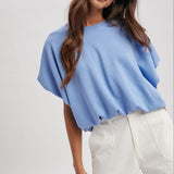 Bubble Hem Tee - Periwinkle Blue-tee- Hometown Style HTS, women's in store and online boutique located in Ingersoll, Ontario
