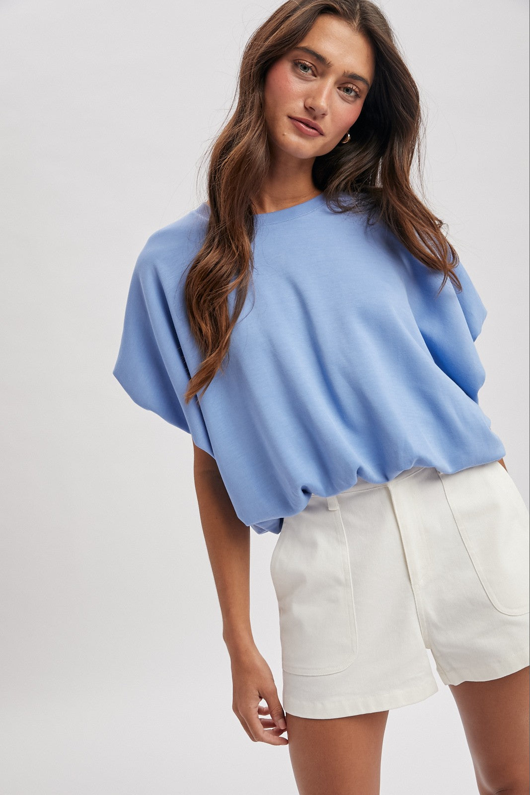 Bubble Hem Tee - Periwinkle Blue-tee- Hometown Style HTS, women's in store and online boutique located in Ingersoll, Ontario
