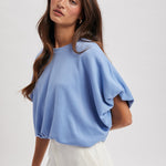 Bubble Hem Tee - Periwinkle Blue-tee- Hometown Style HTS, women's in store and online boutique located in Ingersoll, Ontario