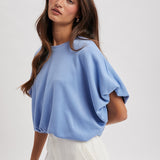 Bubble Hem Tee - Periwinkle Blue-tee- Hometown Style HTS, women's in store and online boutique located in Ingersoll, Ontario
