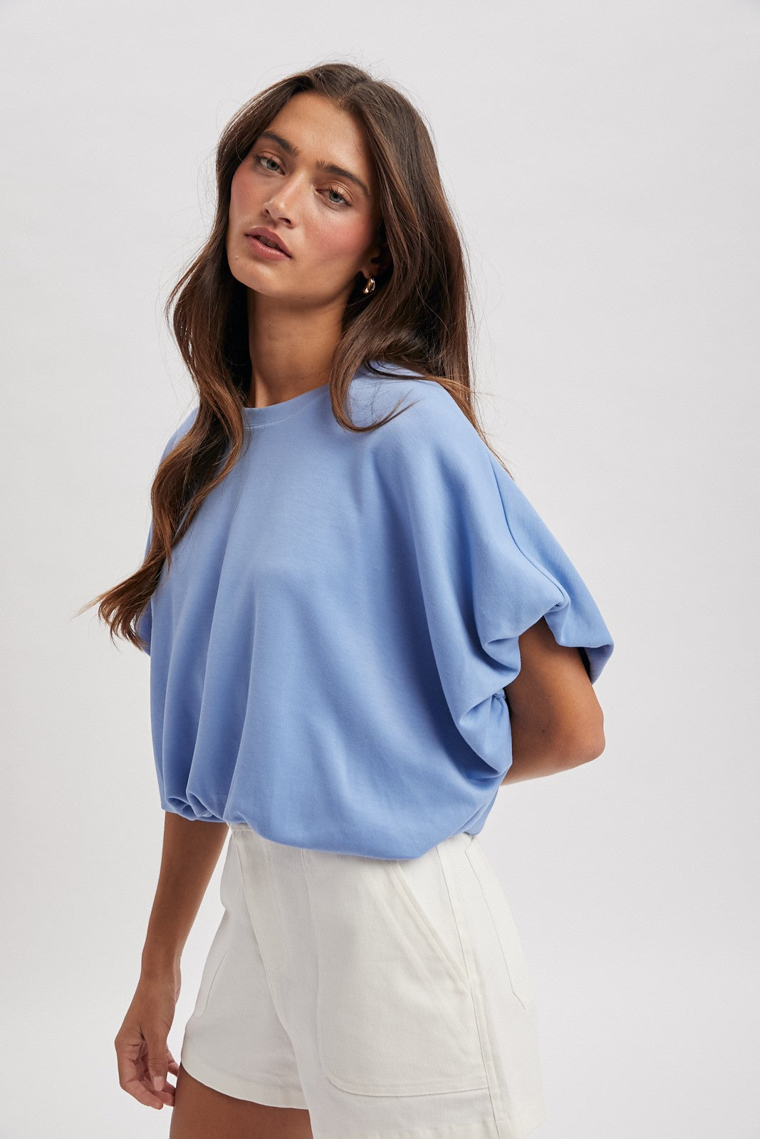 Bubble Hem Tee - Periwinkle Blue-tee- Hometown Style HTS, women's in store and online boutique located in Ingersoll, Ontario