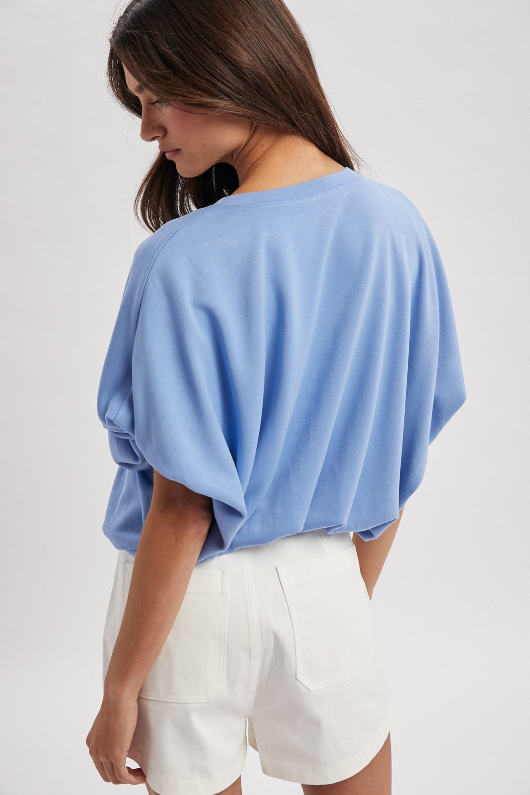 Bubble Hem Tee - Periwinkle Blue-tee- Hometown Style HTS, women's in store and online boutique located in Ingersoll, Ontario