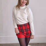 Holiday Plaid Skirt - Red-Bottoms- Hometown Style HTS, women's in store and online boutique located in Ingersoll, Ontario