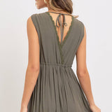 Deep V Neckline Maxi Dress - Olive-dress- Hometown Style HTS, women's in store and online boutique located in Ingersoll, Ontario