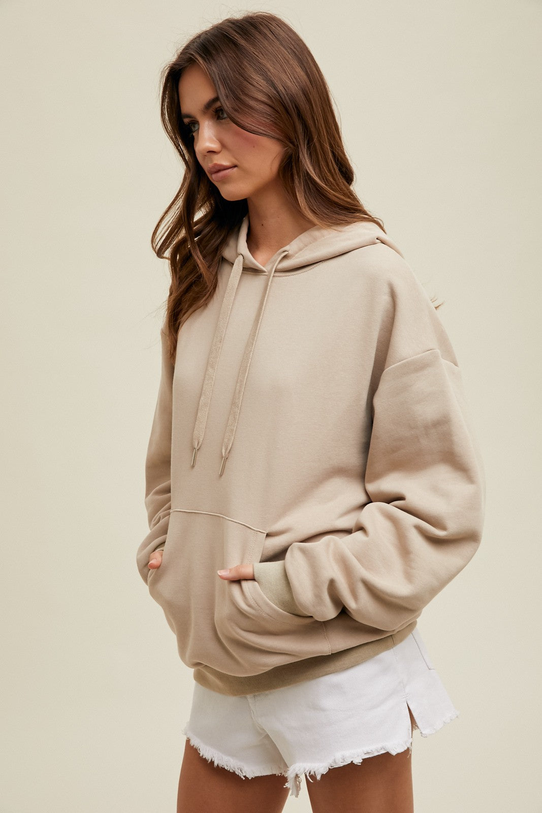 Cotton Hooded Sweatshirt - Taupe-sweater- Hometown Style HTS, women's in store and online boutique located in Ingersoll, Ontario