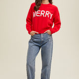 Merry Fluffy Patch Sweater - Red-sweater- Hometown Style HTS, women's in store and online boutique located in Ingersoll, Ontario