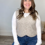 Brushed Button Up Sweater Vest - Taupe-vest- Hometown Style HTS, women's in store and online boutique located in Ingersoll, Ontario