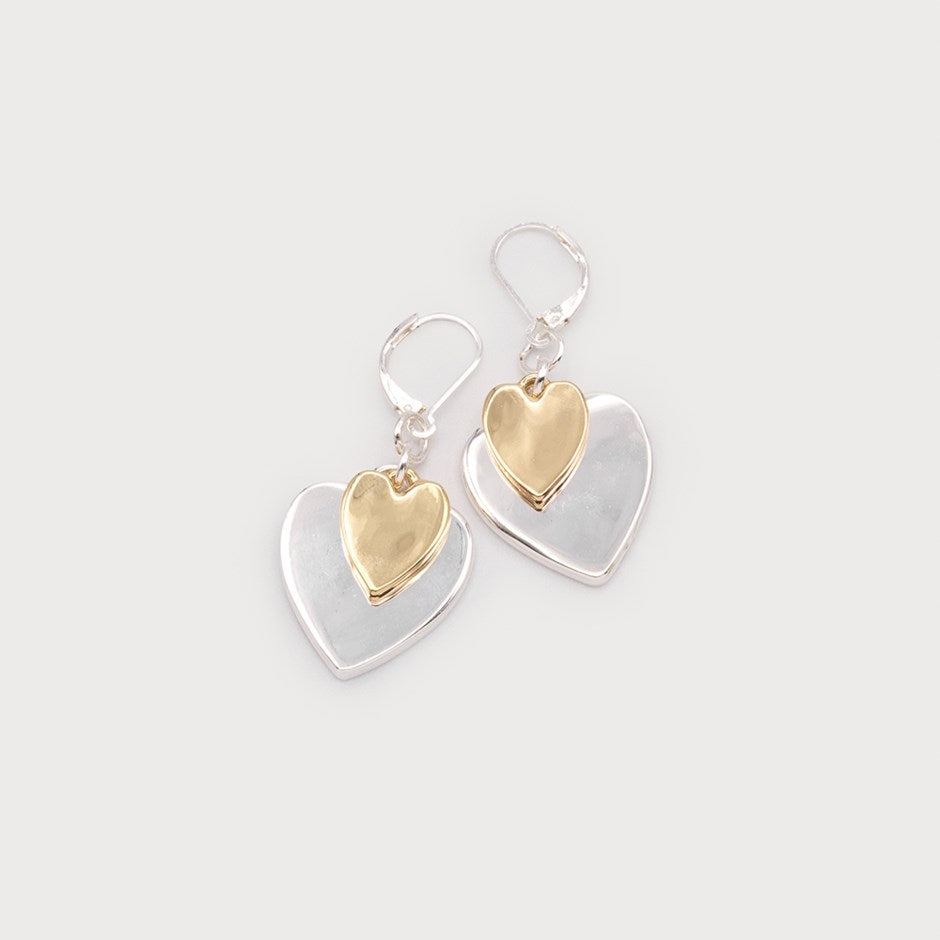 DOUBLE HEART EARRINGS ON HOOKS-Accessories- Hometown Style HTS, women's in store and online boutique located in Ingersoll, Ontario