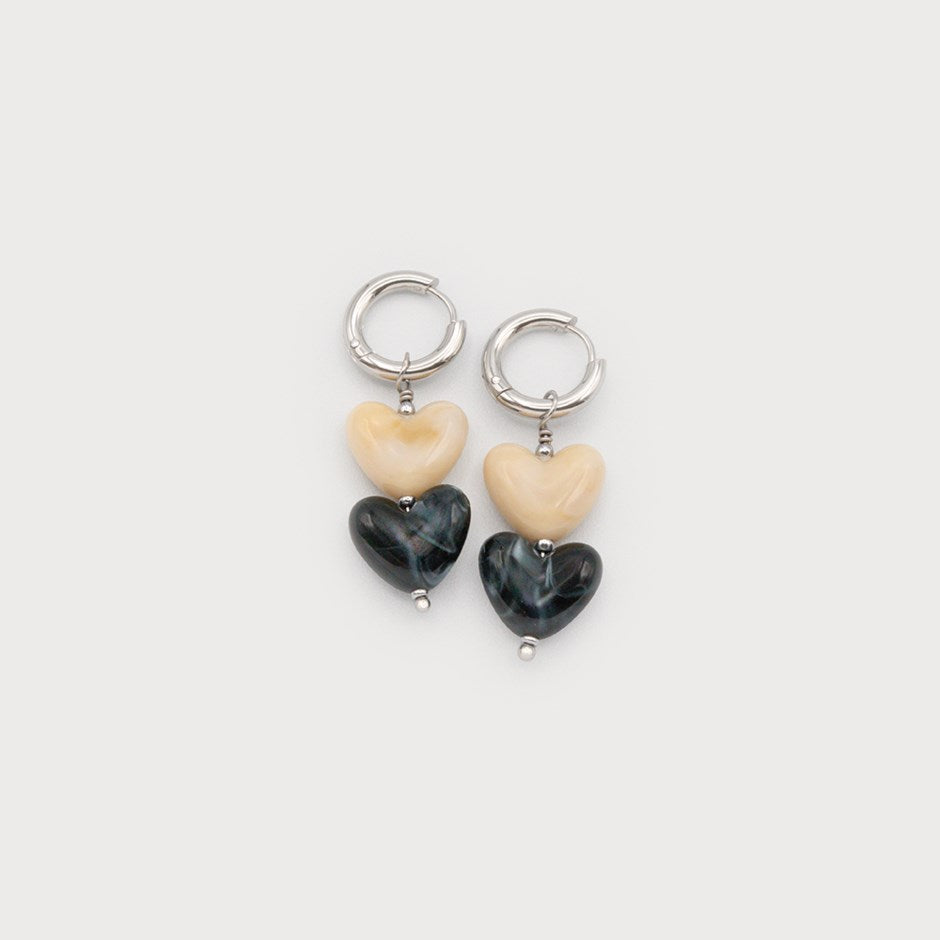 TWO TONE HEARTS STAINLESS STEEL EARRINGS-Accessories- Hometown Style HTS, women's in store and online boutique located in Ingersoll, Ontario