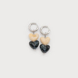 TWO TONE HEARTS STAINLESS STEEL EARRINGS-Accessories- Hometown Style HTS, women's in store and online boutique located in Ingersoll, Ontario