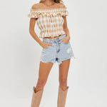 Gingham Ruffle Top-Tops- Hometown Style HTS, women's in store and online boutique located in Ingersoll, Ontario