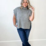 Turtle Neck Sweater Vest - Grey-Sweaters and Cardigans- Hometown Style HTS, women's in store and online boutique located in Ingersoll, Ontario