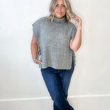Turtle Neck Sweater Vest - Grey-Sweaters and Cardigans- Hometown Style HTS, women's in store and online boutique located in Ingersoll, Ontario