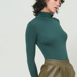 Long Sleeve Turtle Neck Bodysuit - Dark Green-Bodysuit- Hometown Style HTS, women's in store and online boutique located in Ingersoll, Ontario