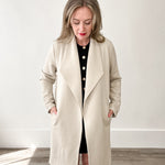 Drape Open Front Coat Jacket - Oatmeal-Coats & Jackets- Hometown Style HTS, women's in store and online boutique located in Ingersoll, Ontario