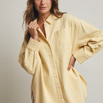 Cotton Button Up Shirt - Daisy-Casual Tops- Hometown Style HTS, women's in store and online boutique located in Ingersoll, Ontario