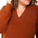 Waffle Knit Sweater - Brick-sweater- Hometown Style HTS, women's in store and online boutique located in Ingersoll, Ontario