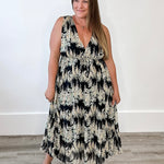 Floral Sleeveless Midi Dress - Black & Yellow-Special Occasion Dress- Hometown Style HTS, women's in store and online boutique located in Ingersoll, Ontario
