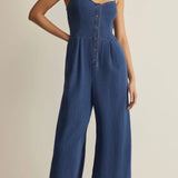ANGEL EYES TWILL JUMPSUIT-Jumpsuits & Rompers- Hometown Style HTS, women's in store and online boutique located in Ingersoll, Ontario