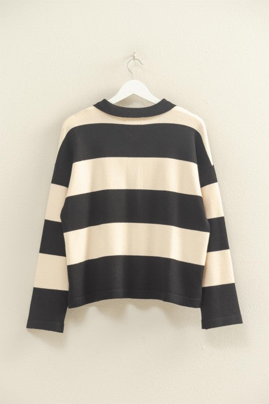 Polo Long Sleeve Tee- Black-long Sleeve- Hometown Style HTS, women's in store and online boutique located in Ingersoll, Ontario