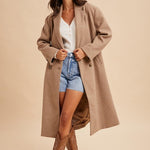 Felted Double Breasted Lapel Duster Coat - Fawn-Coat & Jackets- Hometown Style HTS, women's in store and online boutique located in Ingersoll, Ontario