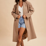 Felted Double Breasted Lapel Duster Coat - Fawn-Coat & Jackets- Hometown Style HTS, women's in store and online boutique located in Ingersoll, Ontario