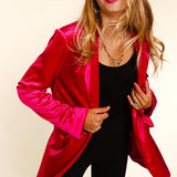 Velvet Blazer with Pockets - Magenta-blazer- Hometown Style HTS, women's in store and online boutique located in Ingersoll, Ontario